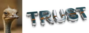 Close-up of shiny metal letters spelling 'TRU'.