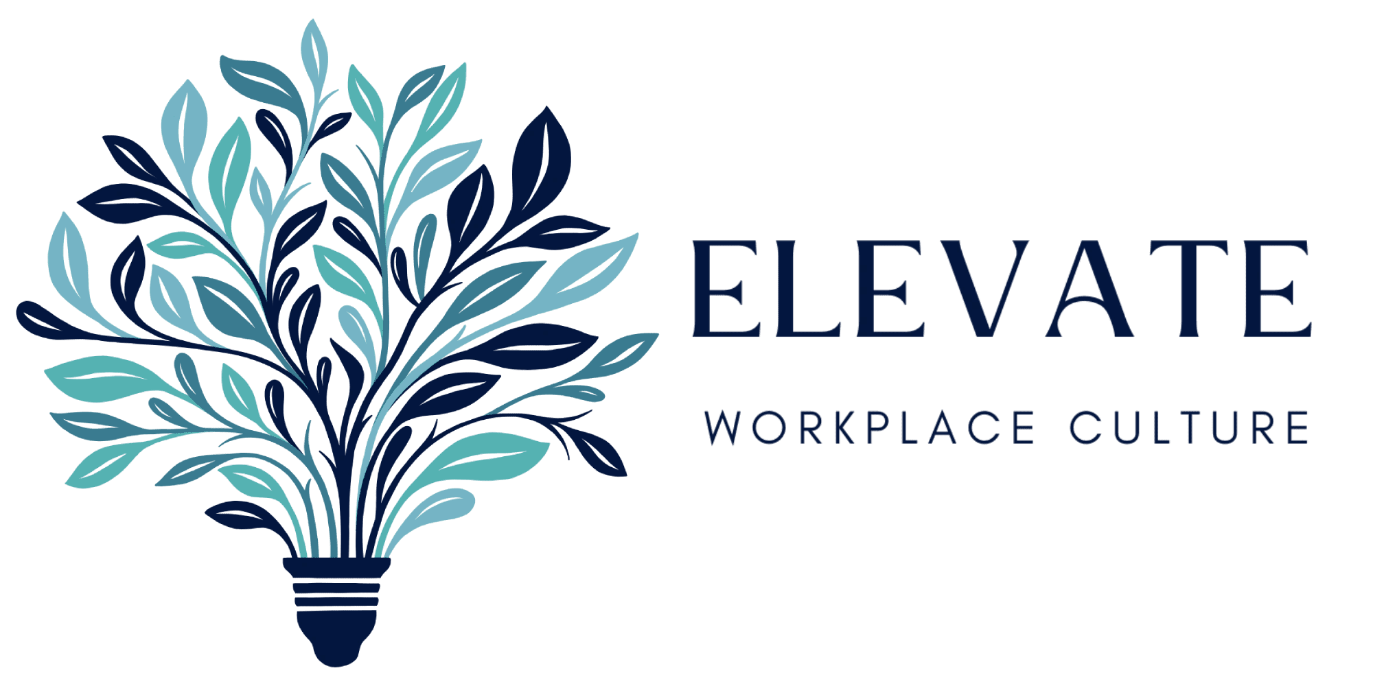 Elegant logo with a blue leafy design and the text 'ELEVATE Workplace'.